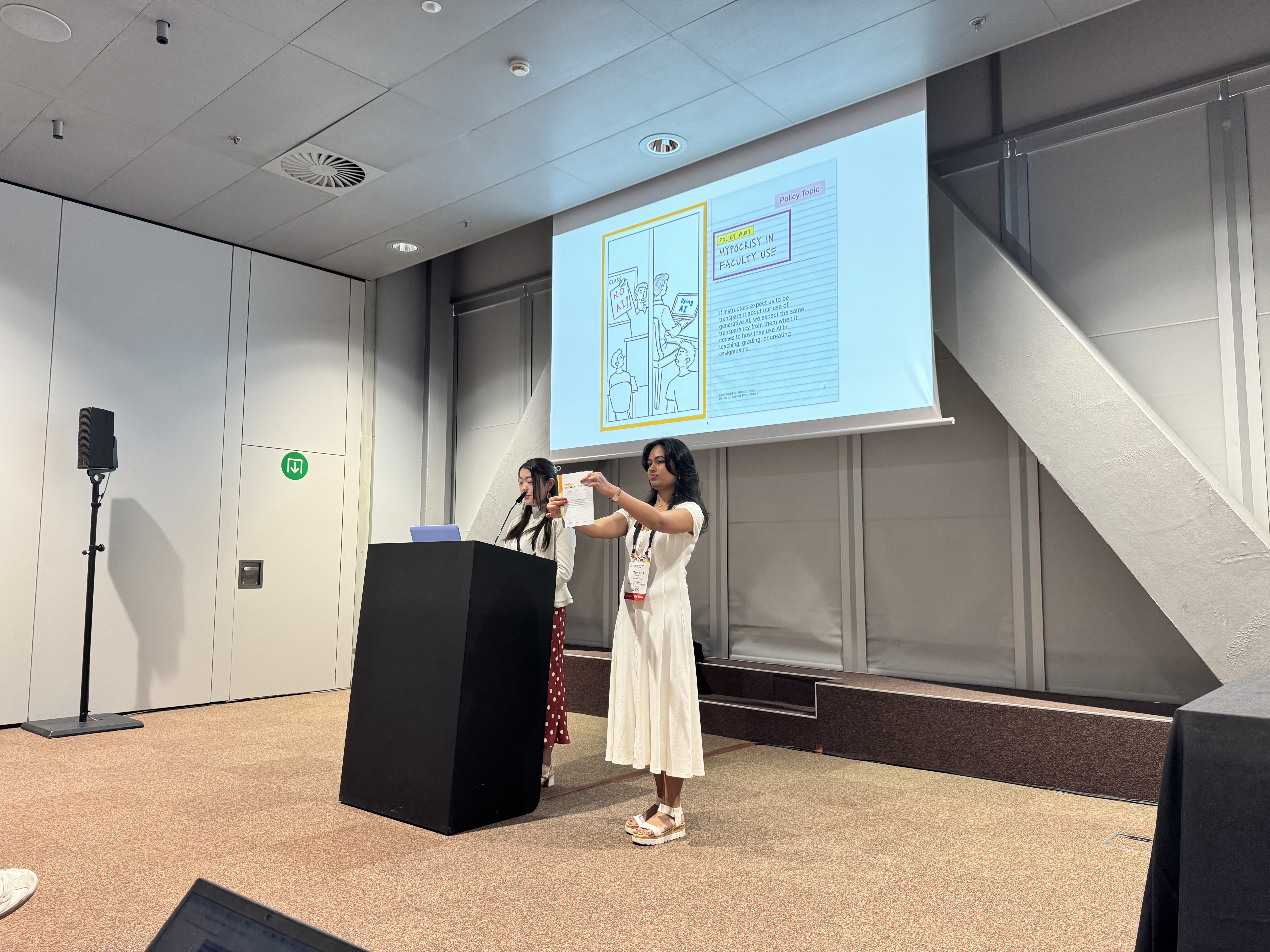 Kaoru Seki and Manisha Vijay during their CHI 2026 talk